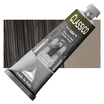 Open in modal - Maimeri Classico Oil Color - Vandyke Brown, 60 ml tube and swatch