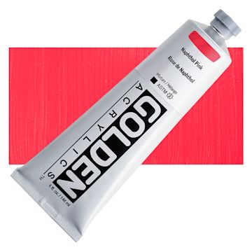 Open in modal - Golden Heavy Body Acrylic Paint - Naphthol Pink, 148 ml Tube and swatch