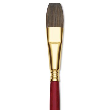 Open in modal - Blick Master Synthetic Kolinsky Brush - Short Handle, Flat Wash, Size 1/2", close-up