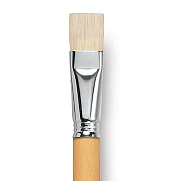 Open in modal - Escoda Clasico Chungking White Bristle Brush - Bright, Extra Long Handle, Size 22 close up