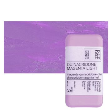 Open in modal - R&F Encaustic Paint Block - Quinacridone Magenta Light, 40 ml block and swatch