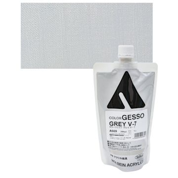 Open in modal - Holbein Acryla Gesso - Gray V-7, 300 ml pouch and swatch