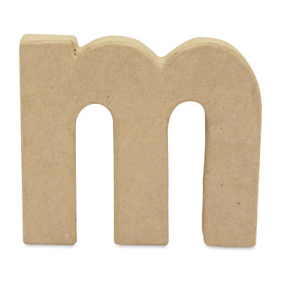 DecoPatch Paper Mache Small Kraft Letter - M, Lowercase, 3-3/4" W x 3-2/5" H x 1/2" D