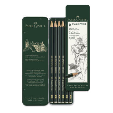 Faber-Castell 9000 Drawing Pencils-Set of 6  Outside of Package and Contents