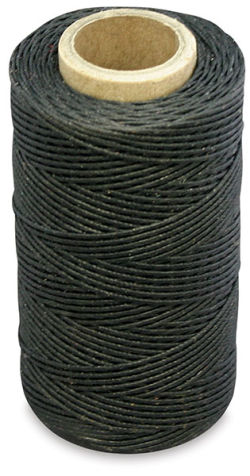 Waxed Thread - Top angled view of spool of Black Waxed Thread