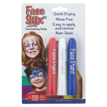 Kwik Stix Face Stix - Front of blister package of Red, White, and Blue Set
