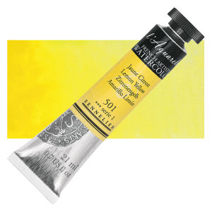 Sennelier French Artists' Watercolor - Lemon Yellow, 21 ml, Tube with Swatch
