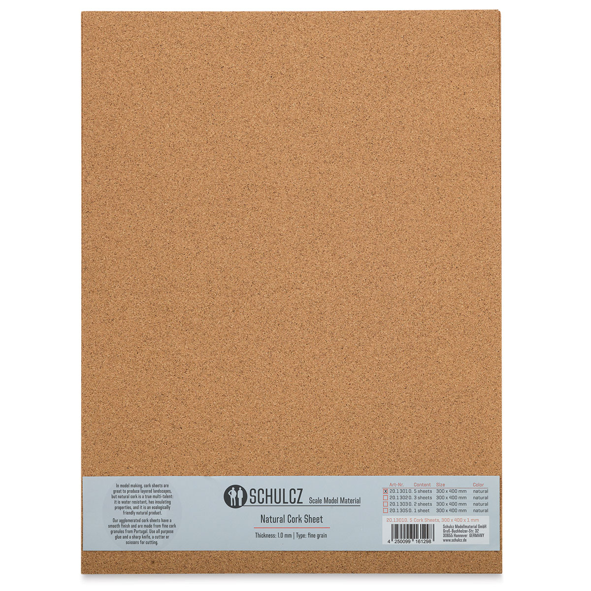 Schulcz Scale Model Cork Sheets - 11-3/4 inch x 15-3/4 inch, 1 mm, Pkg of 5 Sheets, Size: One Size