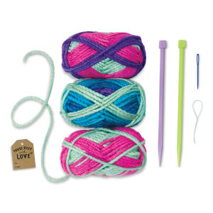 Faber-Castell Creativity for Kids Learn to Knit Pocket Scarf Kit (Kit contents)