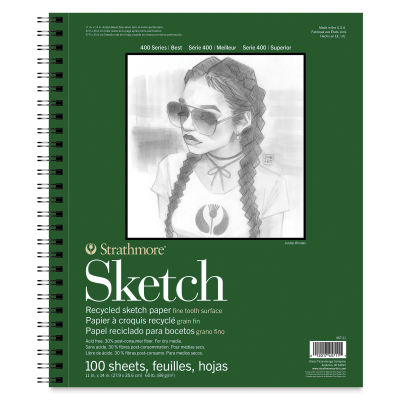Strathmore 400 Series Recycled Paper Sketch Pad - 14" x 11", Portrait, 100 Sheets