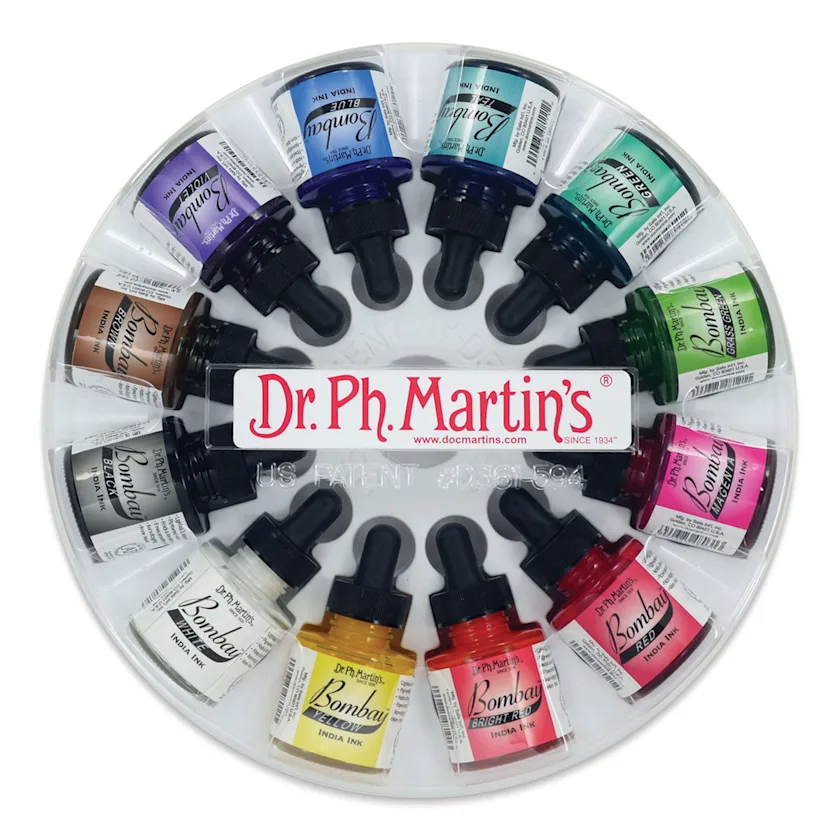 Dr. Ph. Martin's Bombay India Ink Set - 1 oz, Round Set, Set of 12 ...
