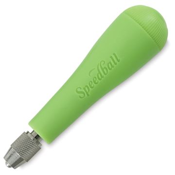 Open in modal - Speedball Linoleum Cutters - Angled Green Cutter handle showing adjustable chuck