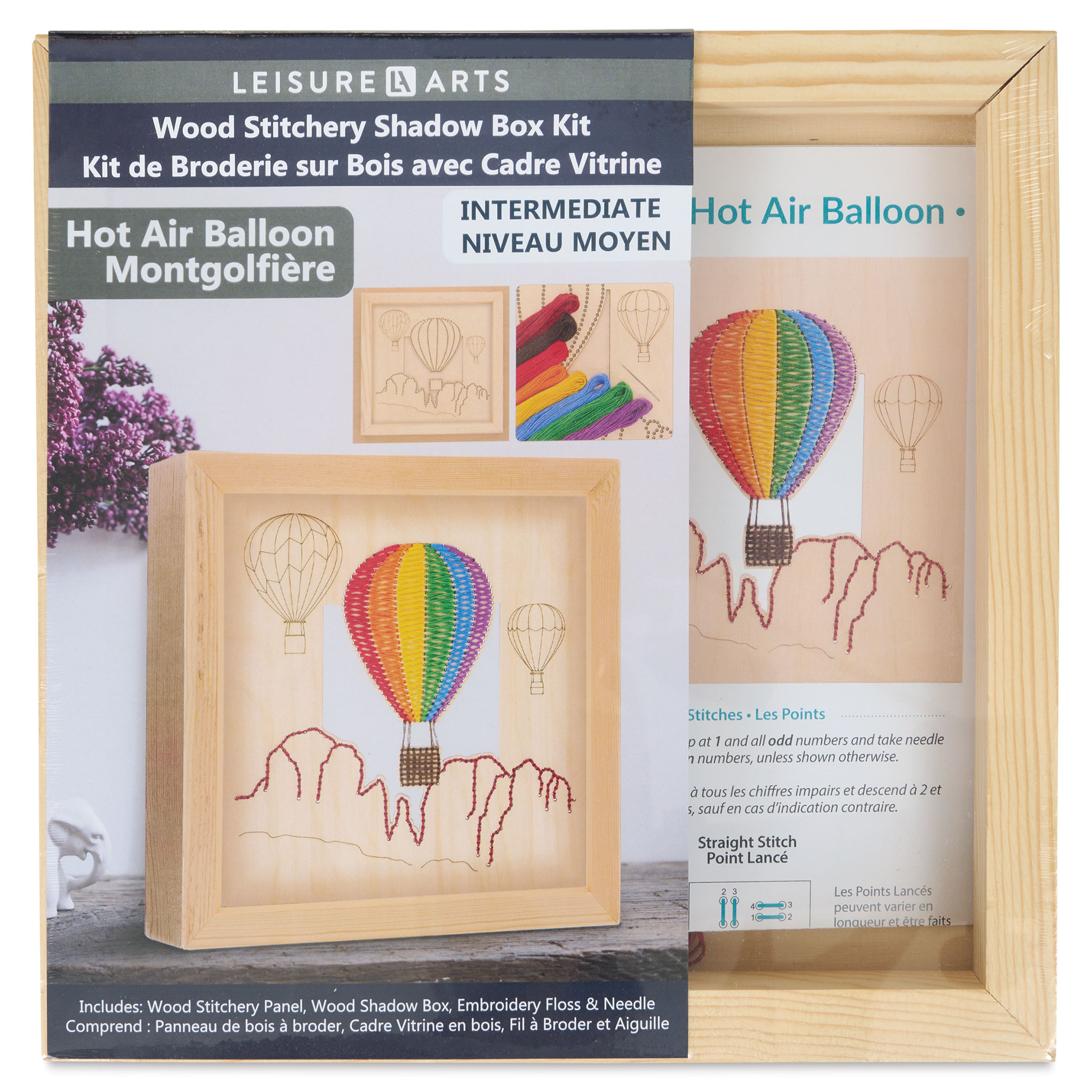 Leisure Arts Wood Stitchery Shadow Box Kit - Hot Air Balloon