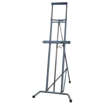 Klopfenstein PE 101 Steel Art Easel - Front view of Easel set up with mast extended