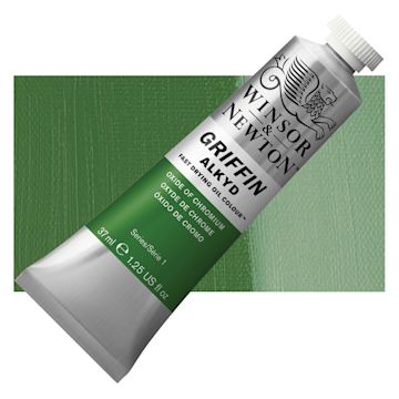 Open in modal - Winsor & Newton Griffin Alkyd - Oxide of Chromium, 37 ml tube and swatch