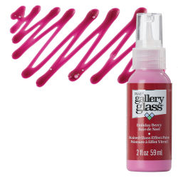 Gallery Glass Paint - Holiday Berry, 2 oz swatch with bottle