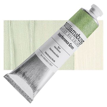 Open in modal - Williamsburg Handmade Oil Paint - Interference Green, 150 ml tube and swatch