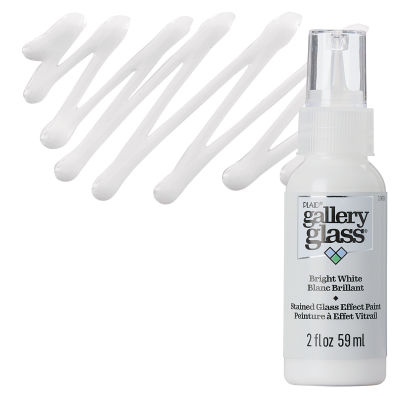 Gallery Glass Paint - Bright White, 2 oz swatch with bottle