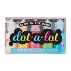 Ooly Dot A Lot Dimensional Craft Paint, Glow in the Dark, Set of 5 (in packaging)