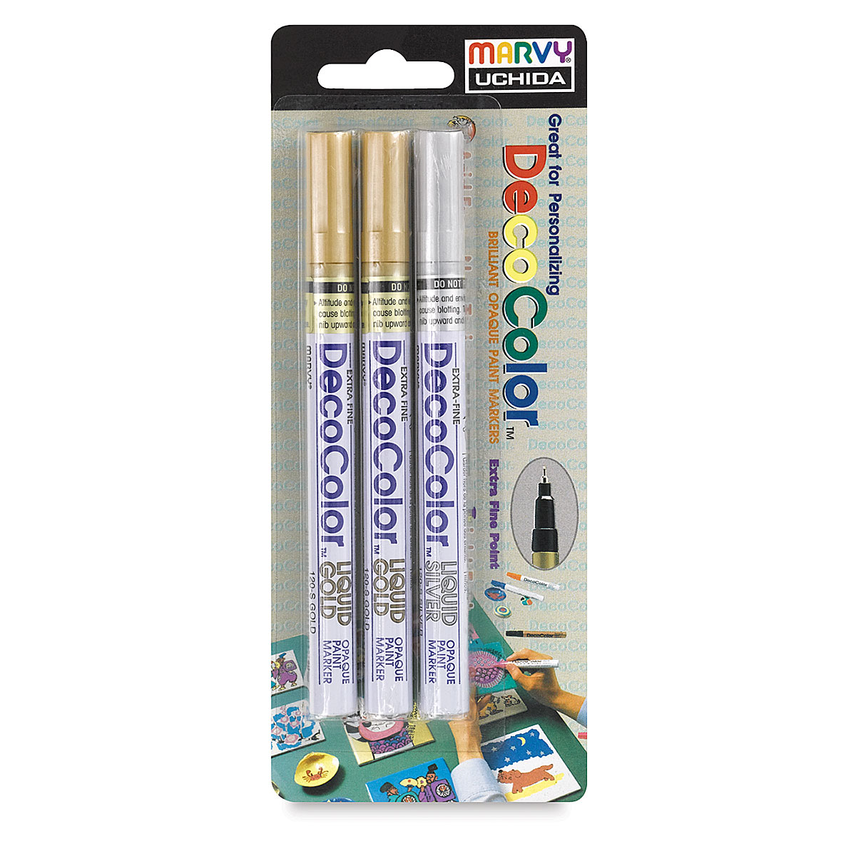 Marvy Decocolor Acrylic Chisel Tip Set of 4- Primary Colors