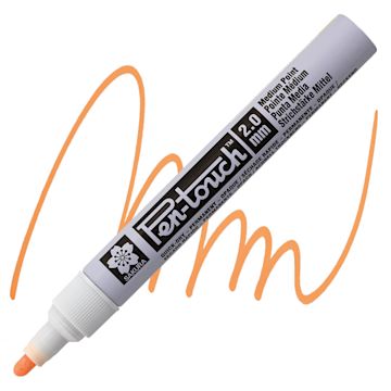 Open in modal - Sakura Pen-Touch Paint Marker - Medium Tip, Fluorescent Orange marker and swatch