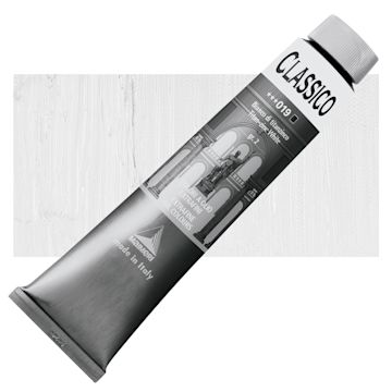 Open in modal - Maimeri Classico Oil Color - Titanium Zinc White, 200 ml tube and swatch