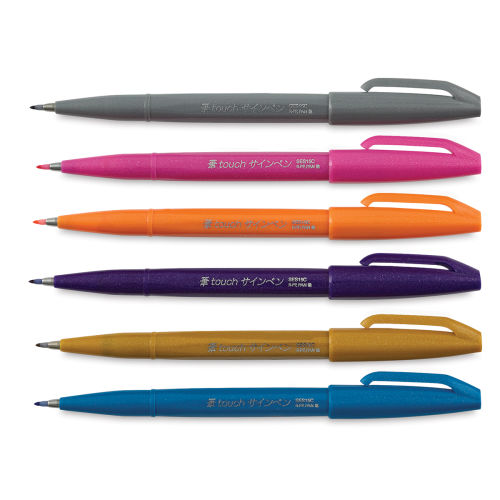 Pentel Arts Sign Pen Brush, Flexible Point - 6 pens
