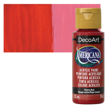 DecoArt Americana Acrylic Paint - Cherry Red, 2 oz Swatch with bottle