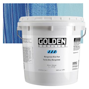 Open in modal - Golden Heavy Body Acrylic Paint - Manganese Blue Hue, 128 oz Jar and swatch