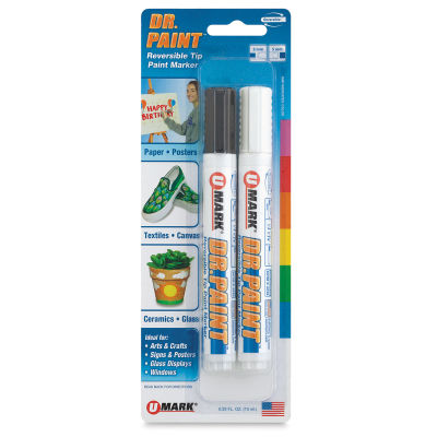 U-Mark Dr. Paint Reversible Tip Paint Markers - Set of 2, Black/White