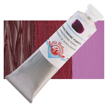 Open in modal - Old Holland New Masters Classic Acrylic Paint - Quinacridone Purple, 60 ml tube and swatch