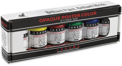 Chroma Opaque Poster Colors - Assorted, Set of 6, 3.5 oz jars