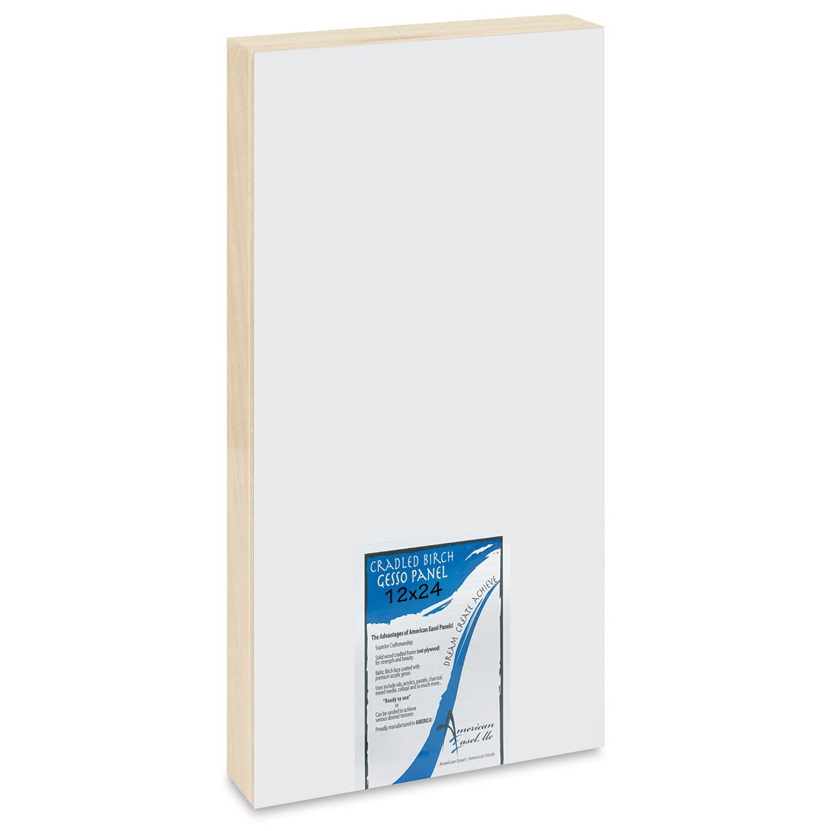 American Easel Gessoed Wood Painting Panel 12'' x 24'', 15/8'' Deep