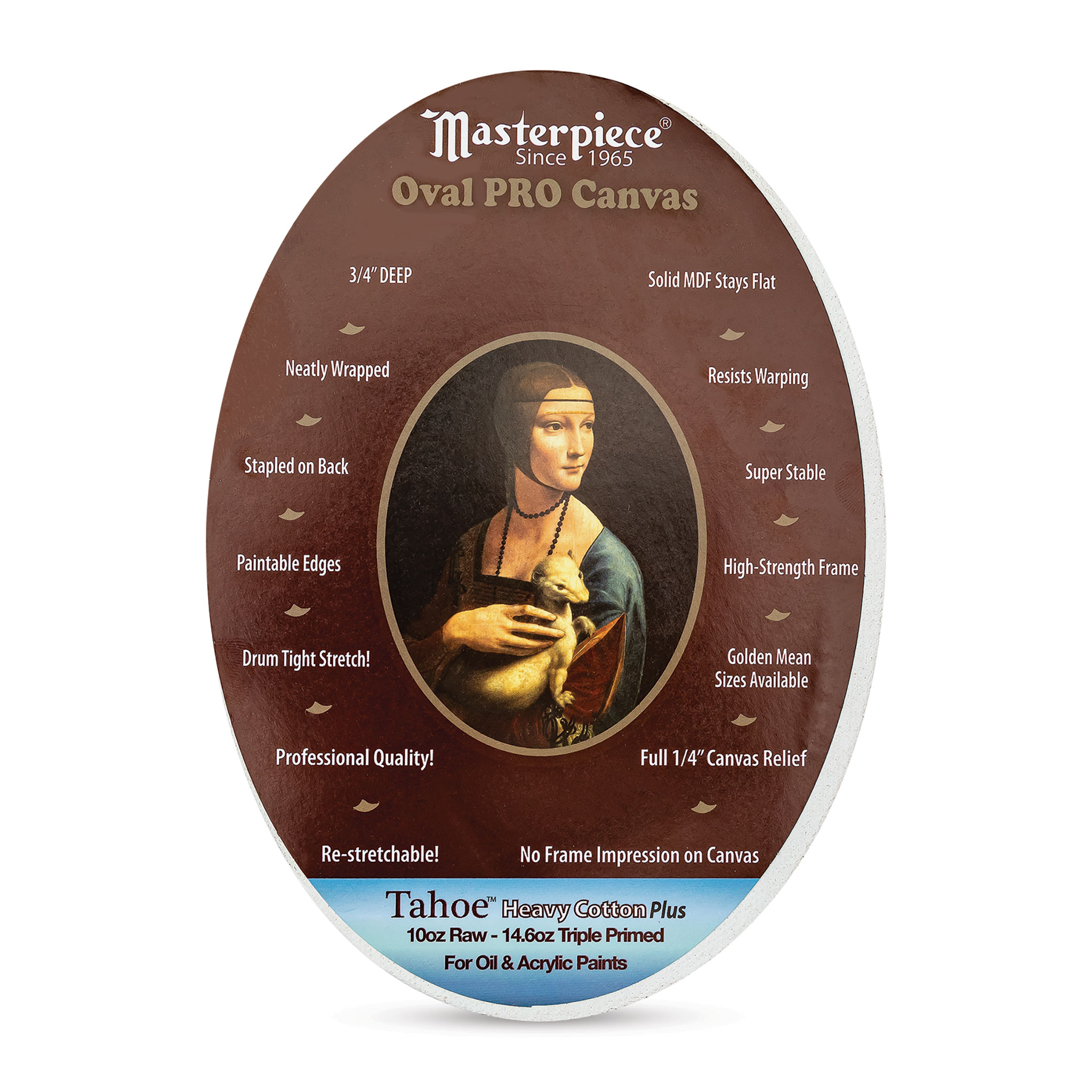 Masterpiece Pro Stretched Round Canvas, 12 Diameter, 3/4 Profile