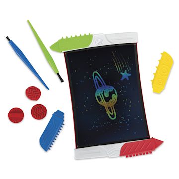 Open in modal - Boogie Board Scribble n’ Play Kids Drawing Tablet Creativity Kit, contents laid out