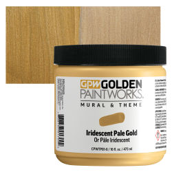 Golden Paintworks Mural and Theme Acrylic Paint - Iridescent Pale Gold, Jar and Swatch