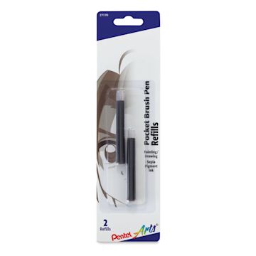 Open in modal - Pentel Pocket Brush Pen Refill - Pkg of 2, Sepia