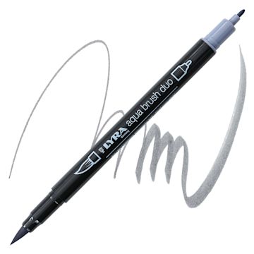 Open in modal - Lyra Aqua Brush Duo Marker - Cold Grey Silver 096 marker and swatch