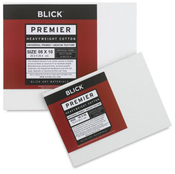 Blick Premier Heavyweight Cotton Archival Panels - Two panels shown with labels