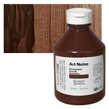 Open in modal - Tri-Art Art Noise Permanent Acrylic Gouache - Burnt Umber, 500 ml, Bottle and swatch