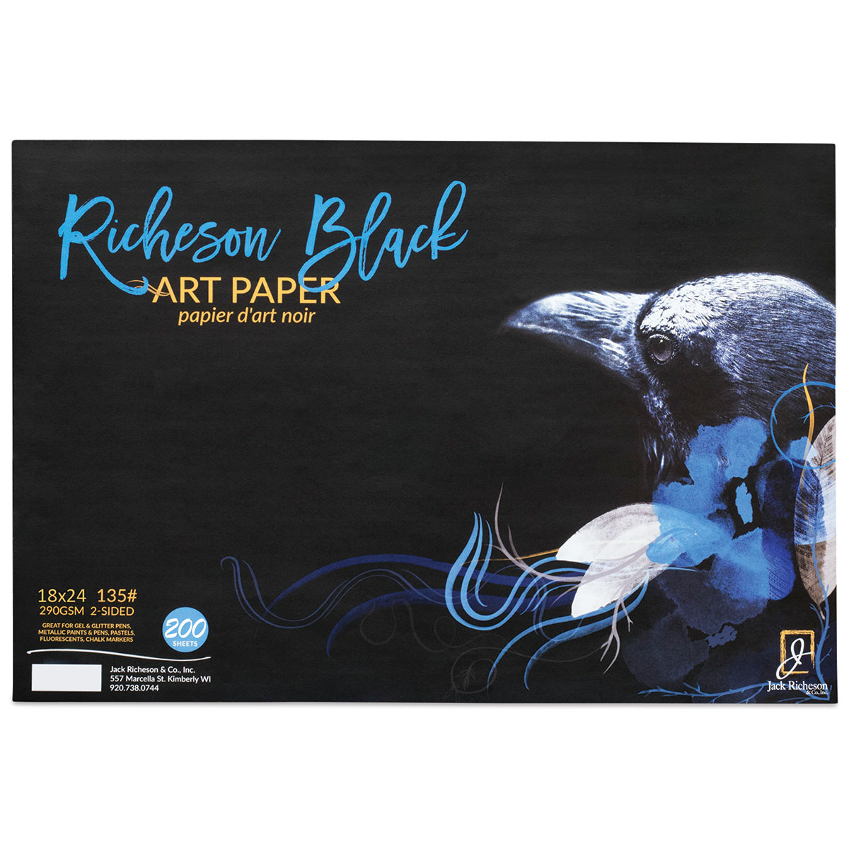 Jack Richeson Black Art Paper, 12 X 18 Inches, 135 Lb, 50 Sheets