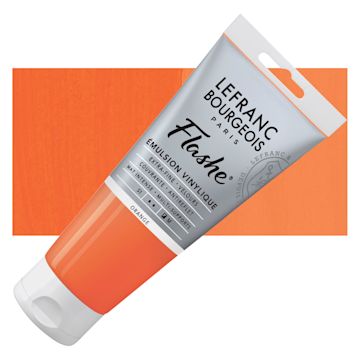 Open in modal - Lefranc & Bourgeois Flashe Vinyl Paint - Orange, 80 ml tube and swatch