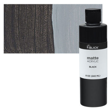 Open in modal - Blick Matte Acrylic - Black, 8 oz bottle and swatch