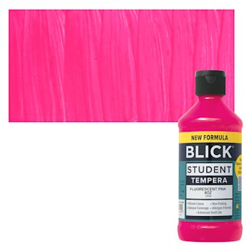 Open in modal - Blick Student Tempera Paint - Fluorescent Pink, 8 oz Bottle and swatch