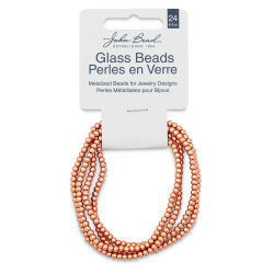 John Bead Metalized Glass Beads - Copper, 2mm, 24" strand