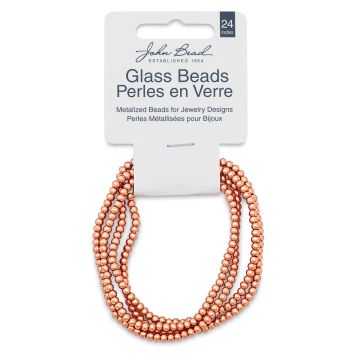 John Bead Metalized Glass Beads - 24" Copper 2 mm Strand in Hanging package
