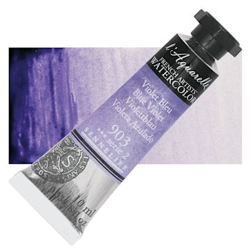 Open in modal - Sennelier French Artists' Watercolor - Blue Violet, 10 ml, Tube and swatch