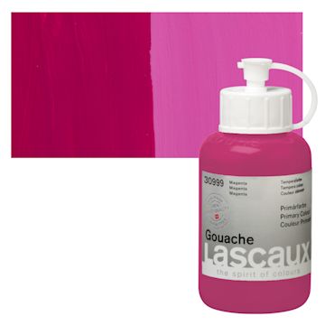 Open in modal - Lascaux Acrylic Gouache - Primary Magenta, 85 ml bottle and swatch
