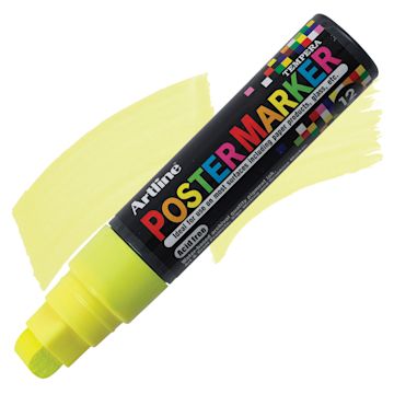 Open in modal - Artline Poster Markers - 12 mm Tip, Fluorescent Yellow marker and swatch