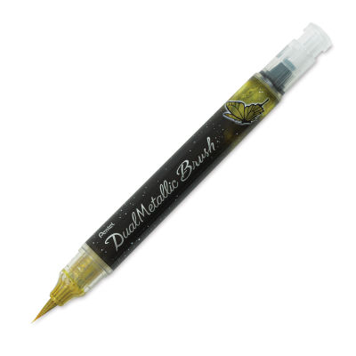 Pentel Arts Dual Metallic Brush Pen - Gold (with cap off)